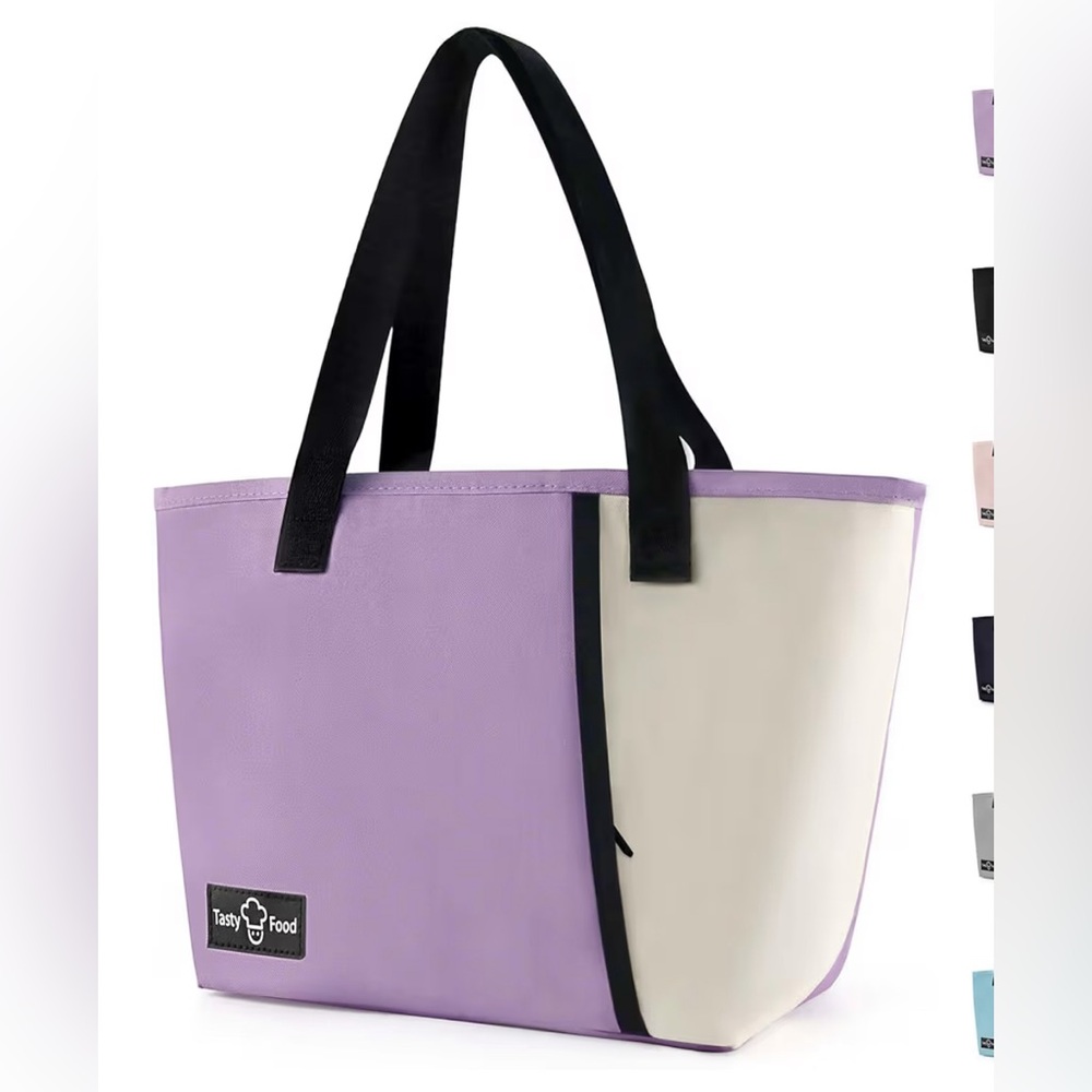 Lunch Bag for Women Men, Reusable Lunch Tote Lunch Box, Large Purple